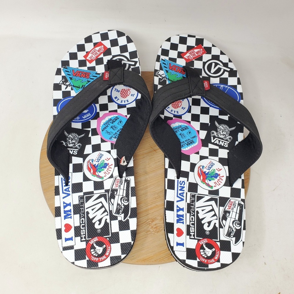 Vans Flip Flop Sandals Mens 13 T Street Print Thong Slip On Pool Beach Shoes